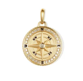 14K GOLD AND DIAMOND CLASSIC COMPASS CHARM MEDIUM