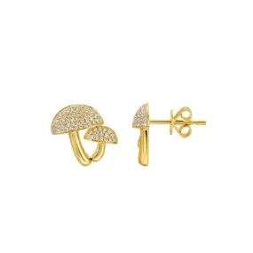 14K GOLD AND DIAMOND DOUBLE MUSHROOM STUDS