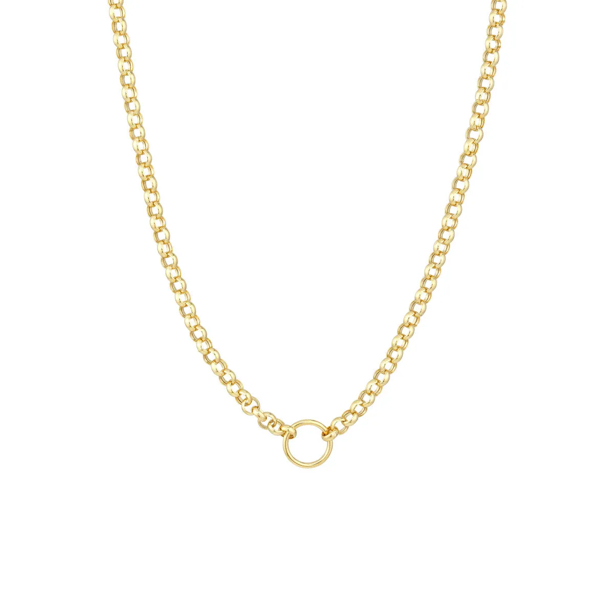 14K GOLD CHUNKY ROLO CHAIN WITH CHARM READY LOOP