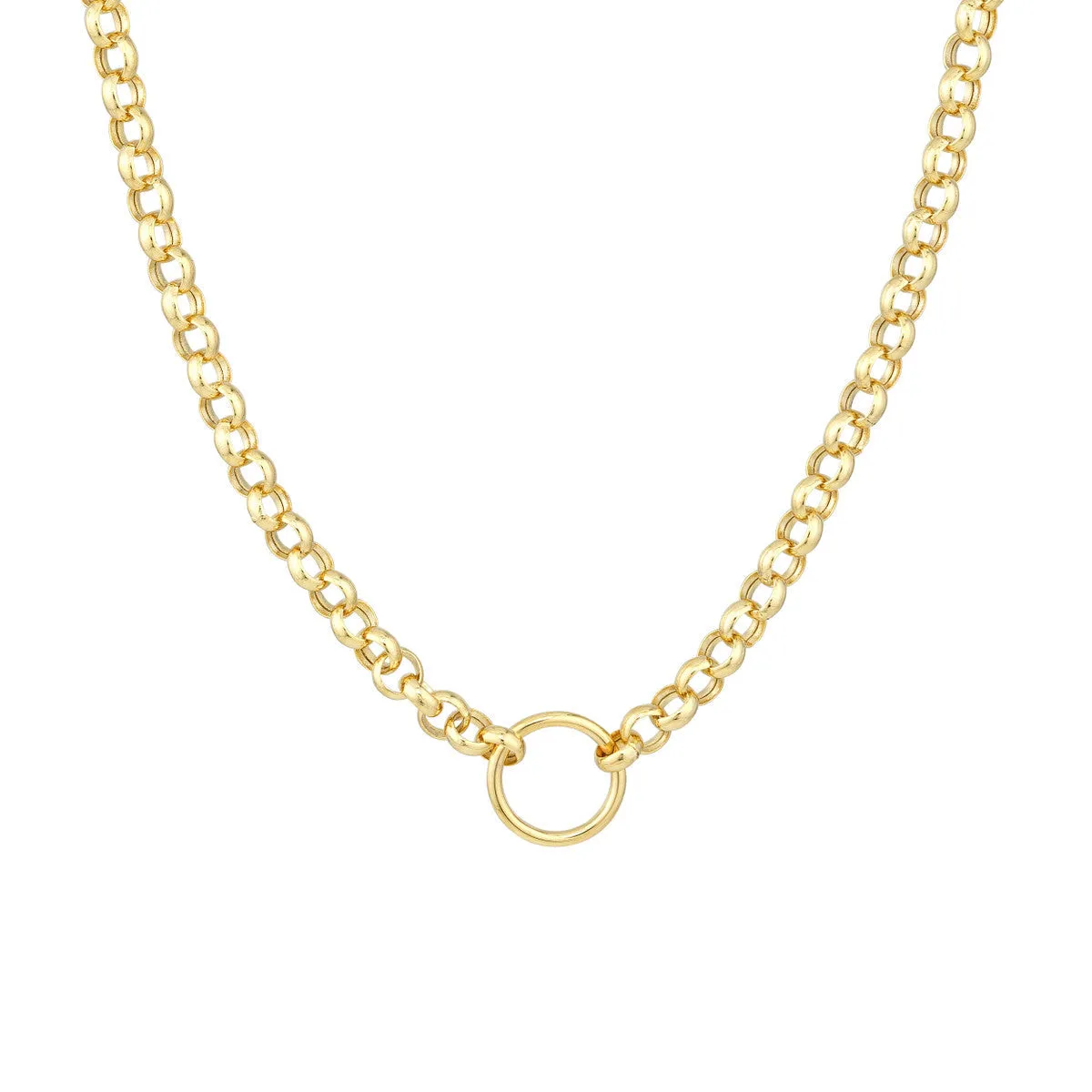 14K GOLD CHUNKY ROLO CHAIN WITH CHARM READY LOOP