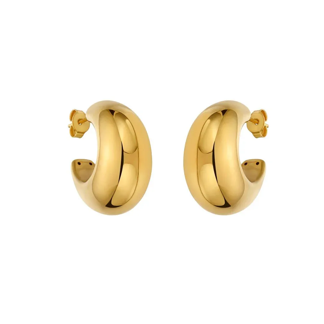 14K GOLD SCULPTURAL MOON EARRINGS