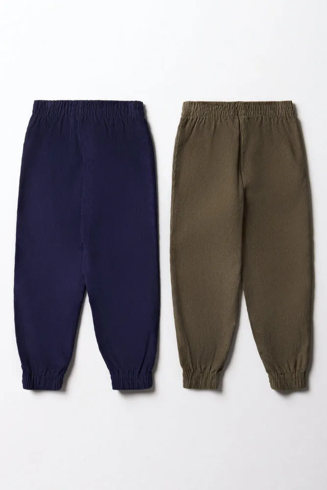 2 Pack Corduroy Pants Navy & Green