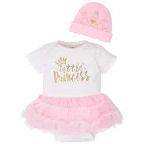 2-Piece Baby Girls Pink Bodysuit and Cap Set