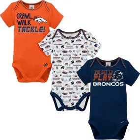 3-Pack Baby Boys Denver Broncos Short Sleeve Bodysuits