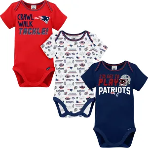 3-Pack Baby Boys Patriots Short Sleeve Bodysuits