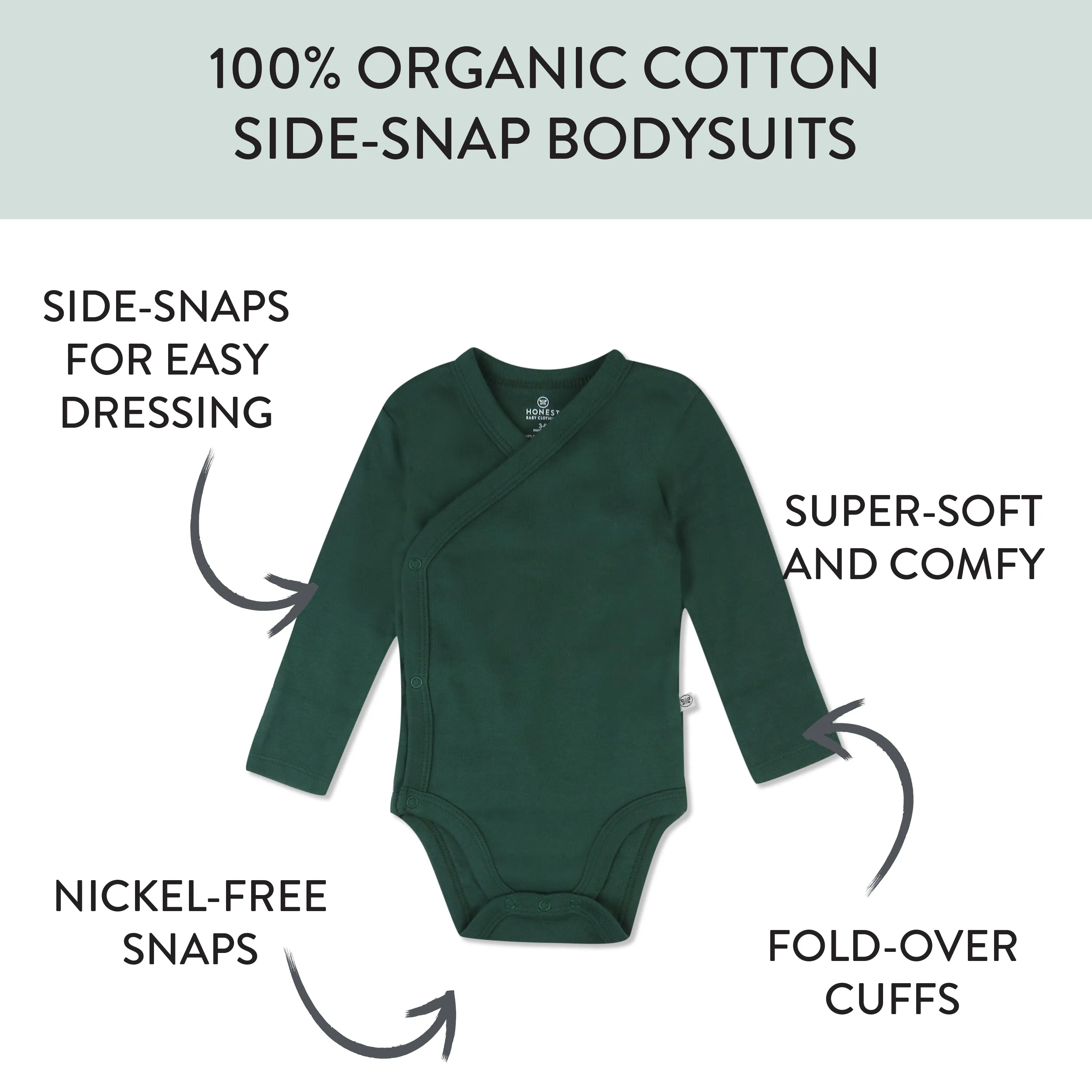 3-Pack Organic Cotton Long Sleeve Side-Snap Bodysuits