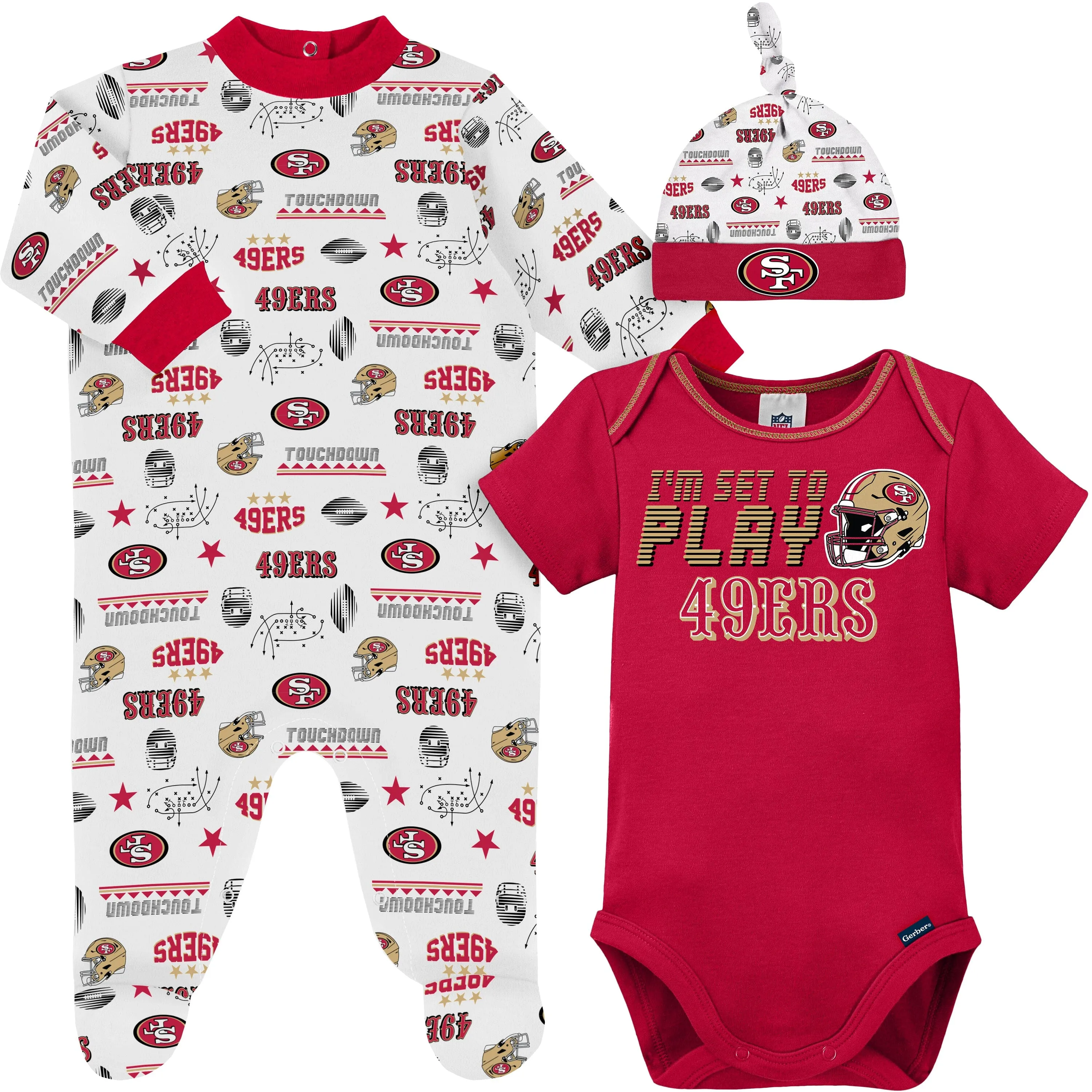 3-Piece Baby Boys 49ers Bodysuit, Sleep 'n Play, & Cap Set