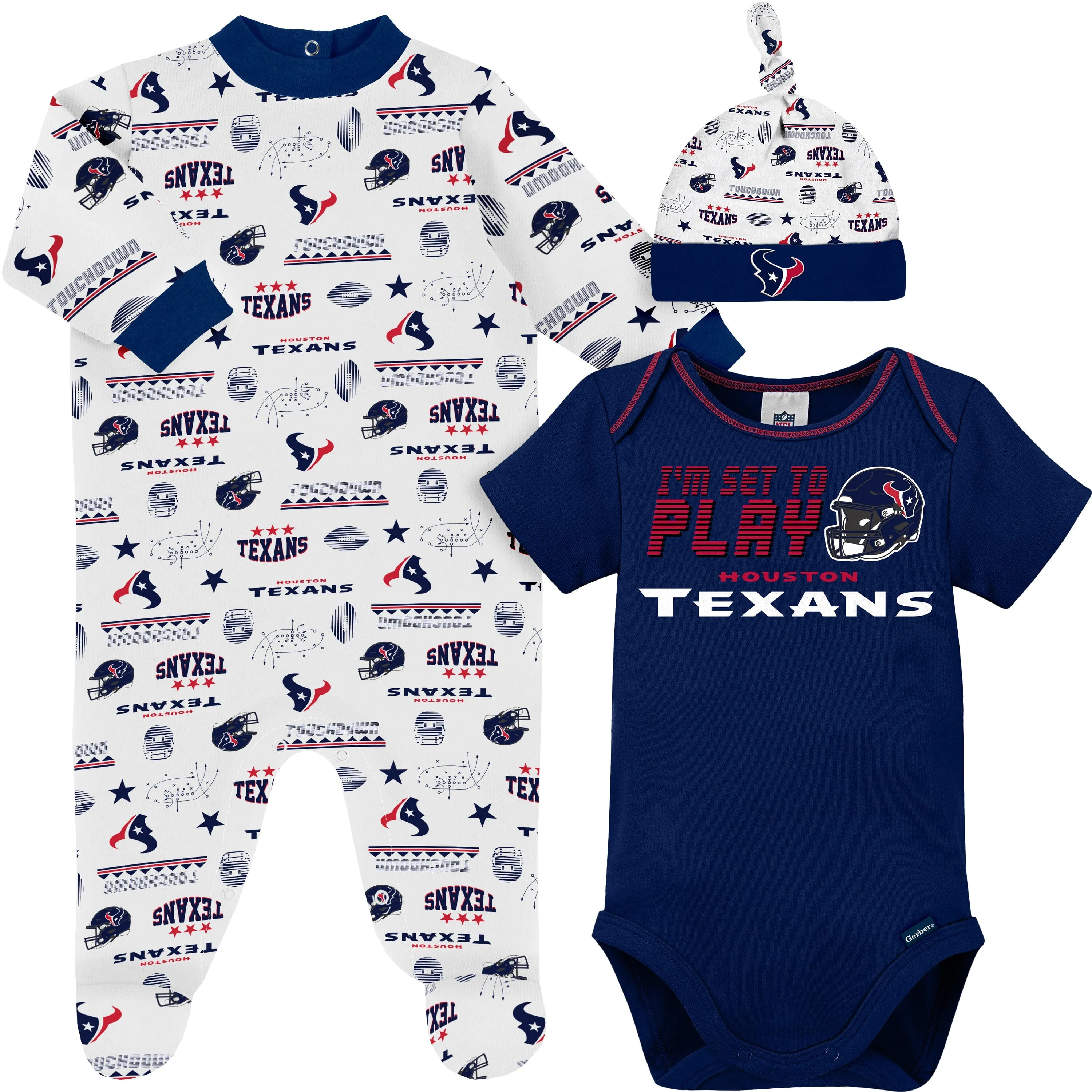 3-Piece Baby Boys Houston Texans Bodysuit, Sleep 'N Play, and Cap Set