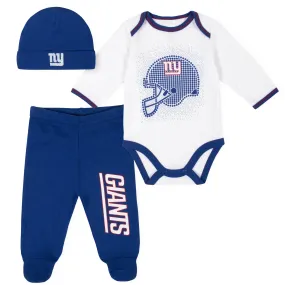 3-Piece Baby Boys New York Giants Bodysuit, Footed Pant, and Cap Set