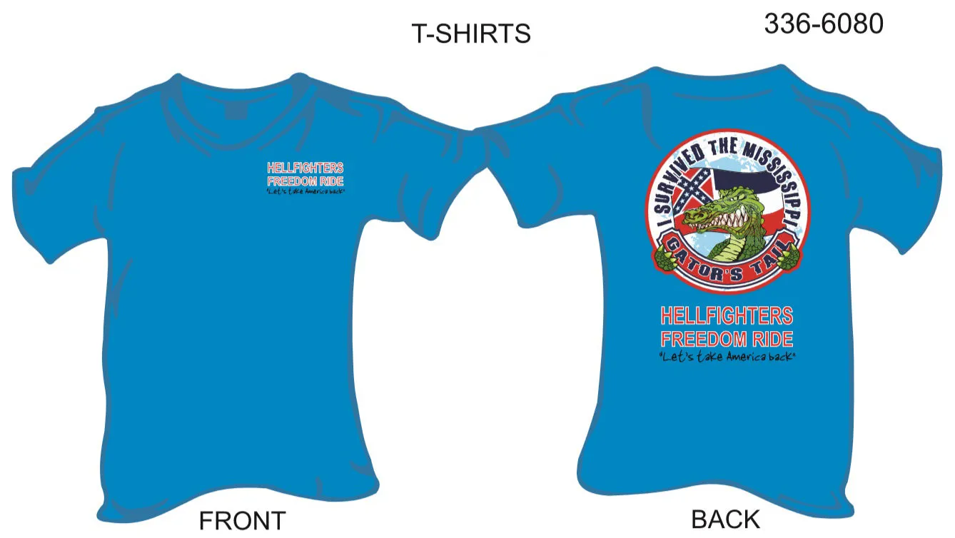 336-6080 T-Shirt, Short Sleeve, Freedom Ride 2016 Gator Tail (Blue)