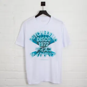 3D 1972 Psychedelic Disco Front Print - Tshirt - White