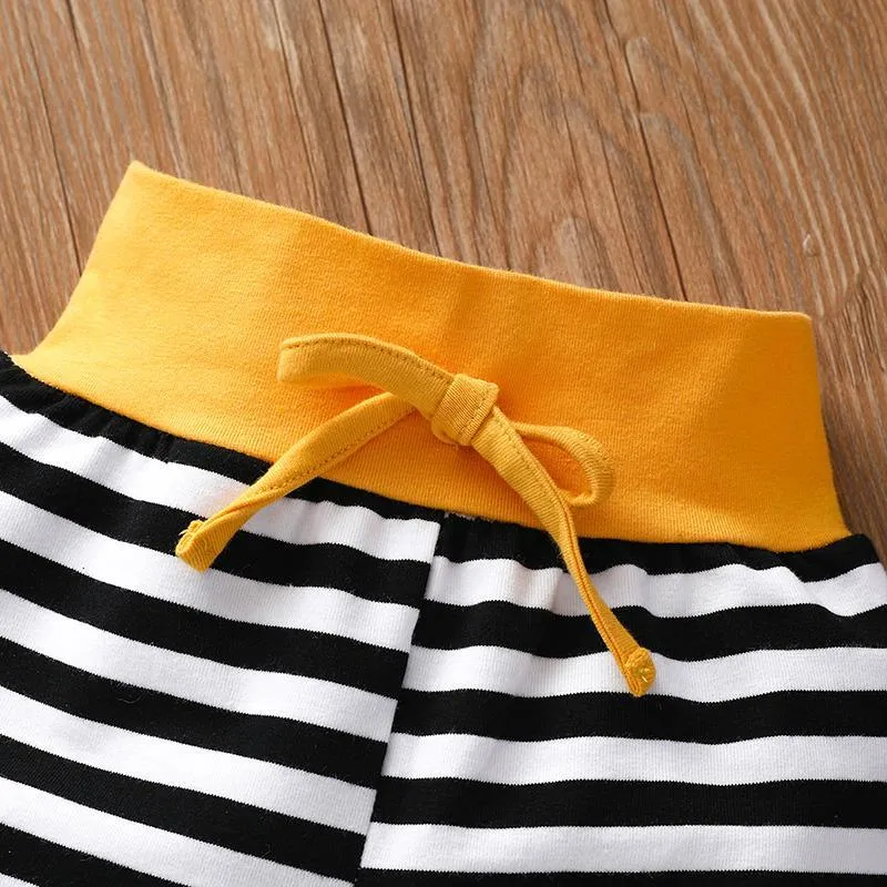 3pcs Creative Letter Printed Stripe Color-block Bodysuit Wholesale children's clothing