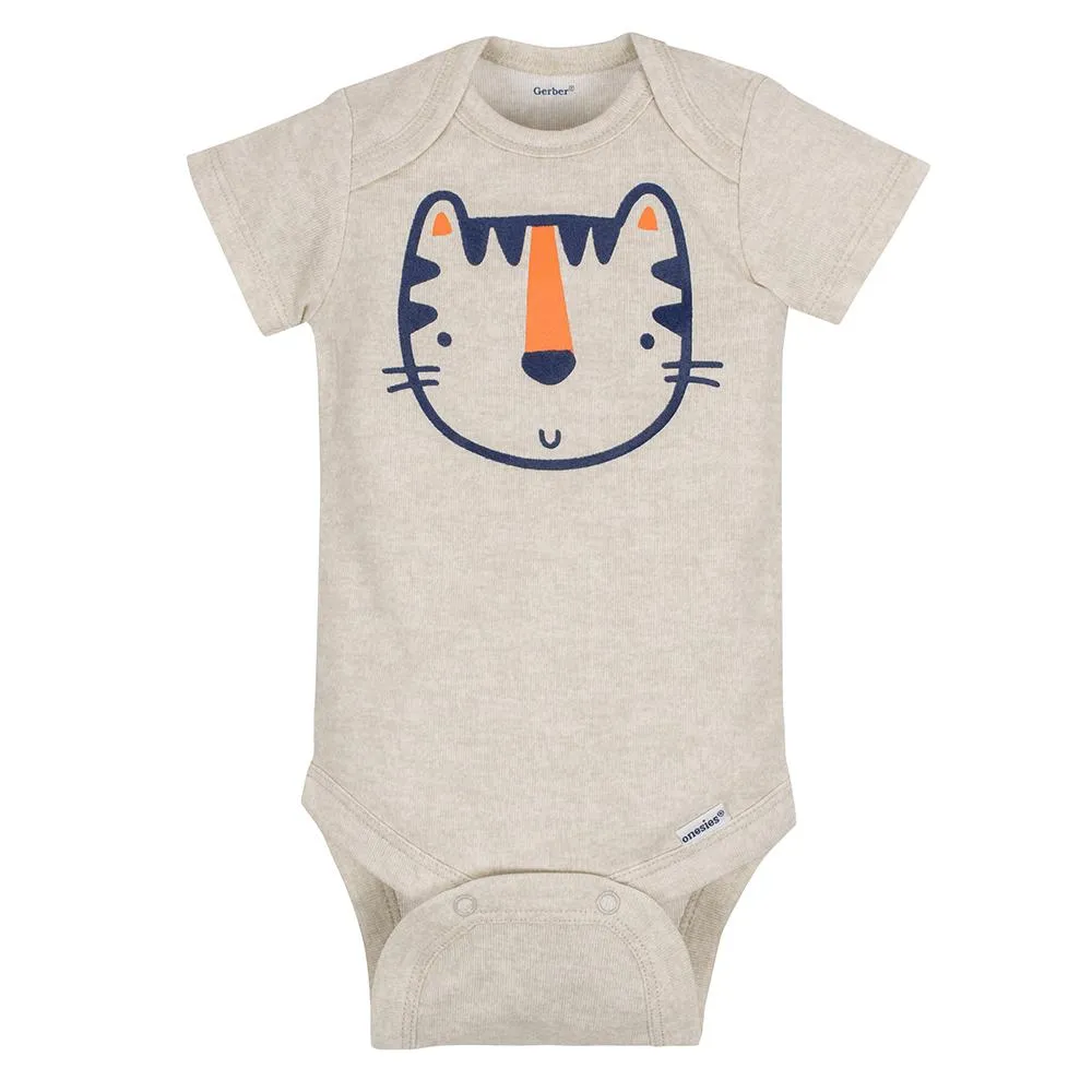 5-Pack Boys Tiger Short Sleeve Onesies® Bodysuits