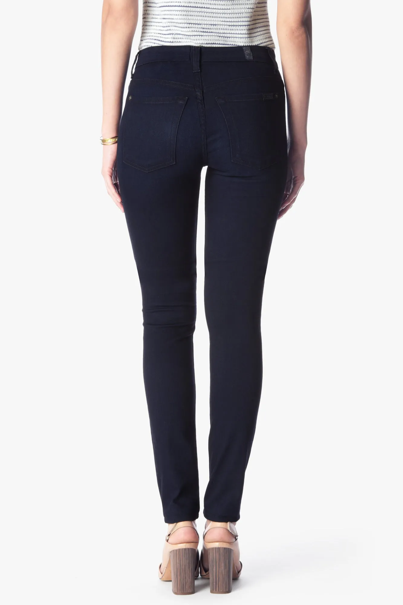 7 For All Mankind - High Waist Skinny in Blue Black River Thames