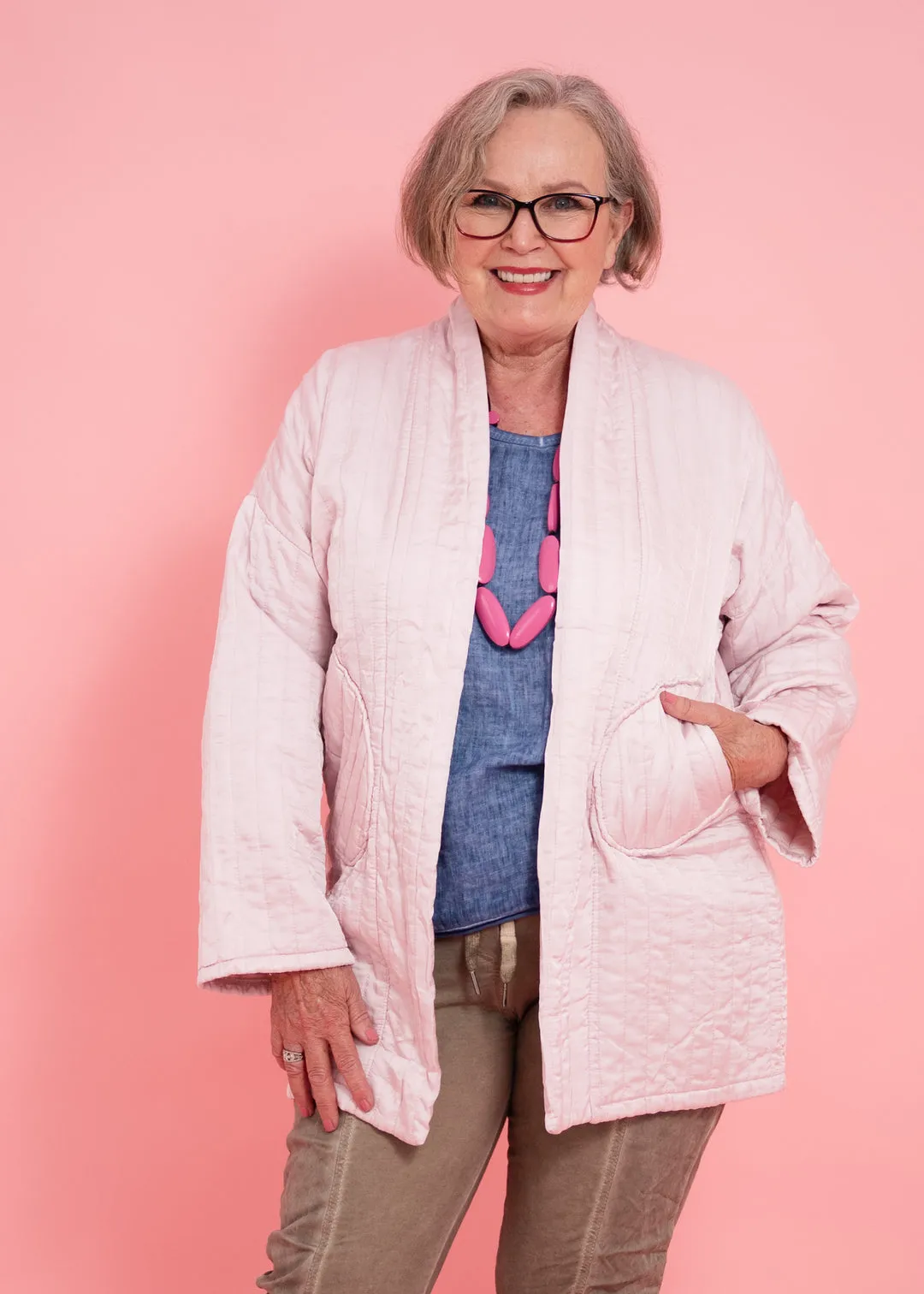 ALLY SILK JACKET - ROSA