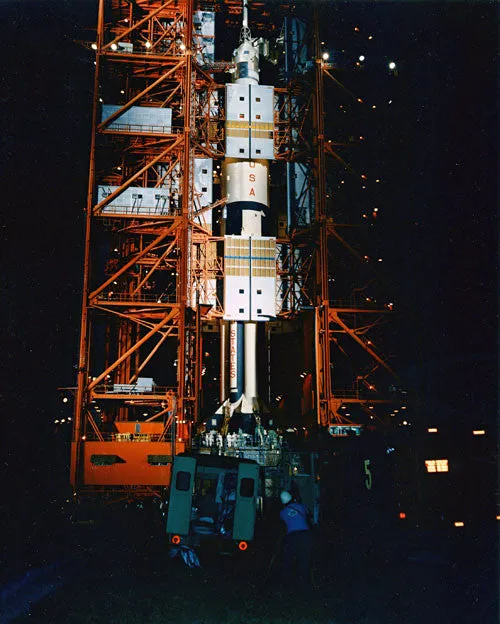 Apollo 7 Saturn at Night