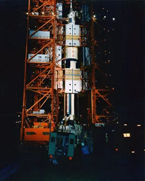 Apollo 7 Saturn at Night