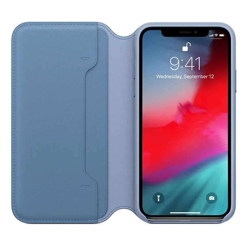 Apple iPhone XS Leather Folio Case Cape Cod Blue