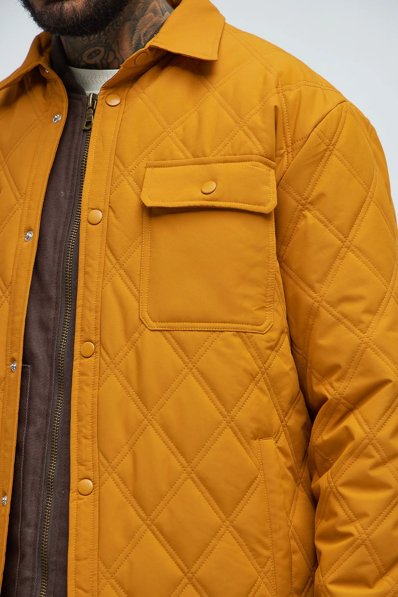 Auburn Quilted Shirt Jacket - Mustard