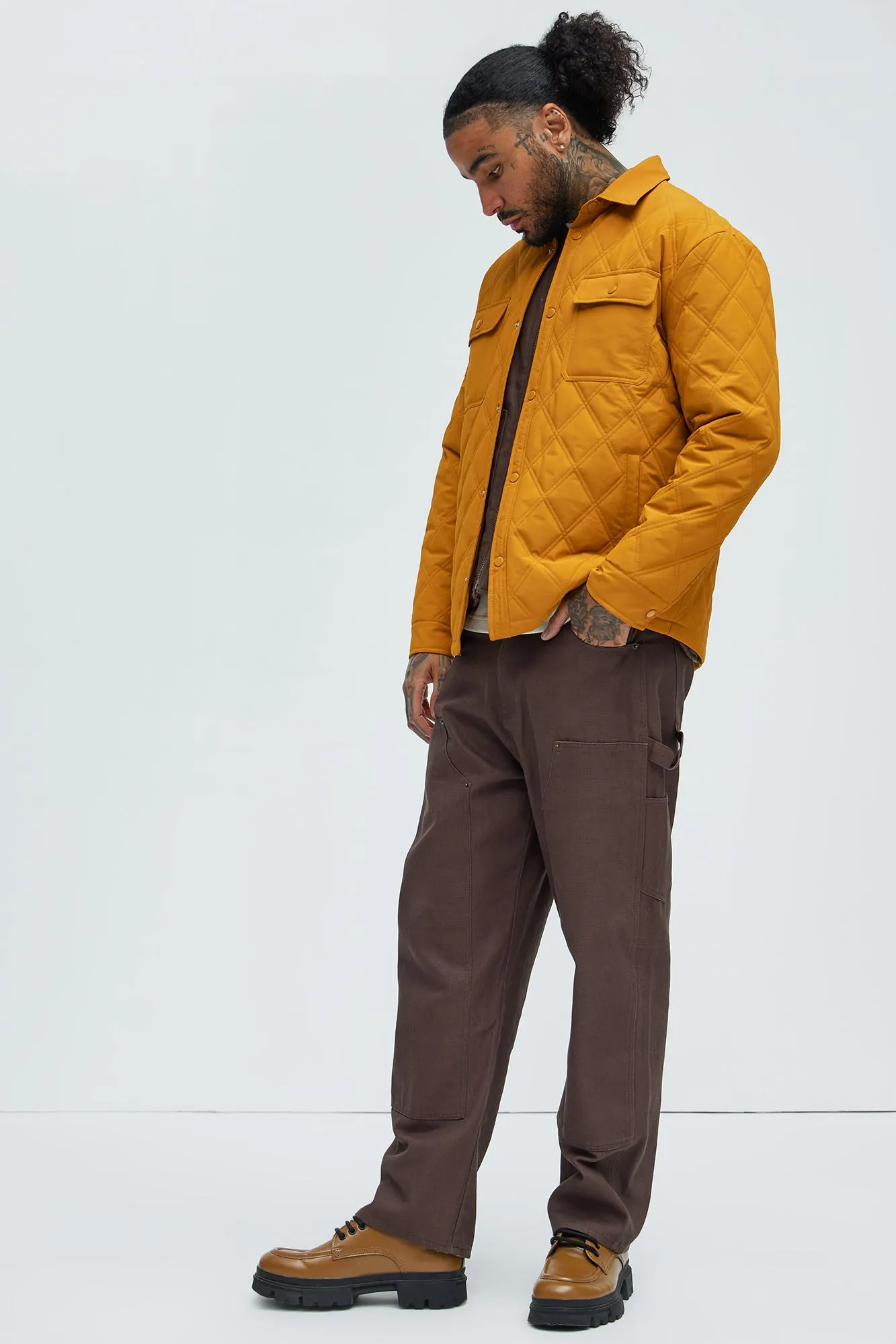 Auburn Quilted Shirt Jacket - Mustard