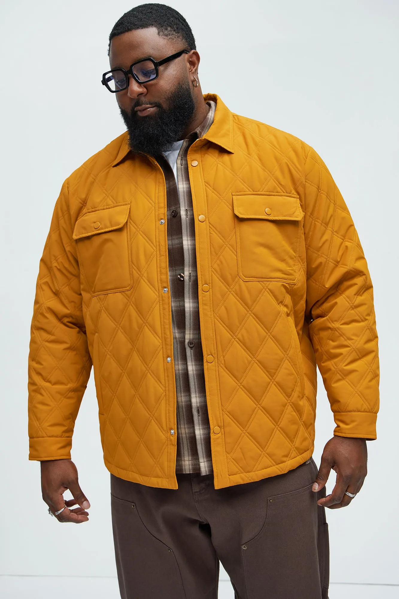 Auburn Quilted Shirt Jacket - Mustard