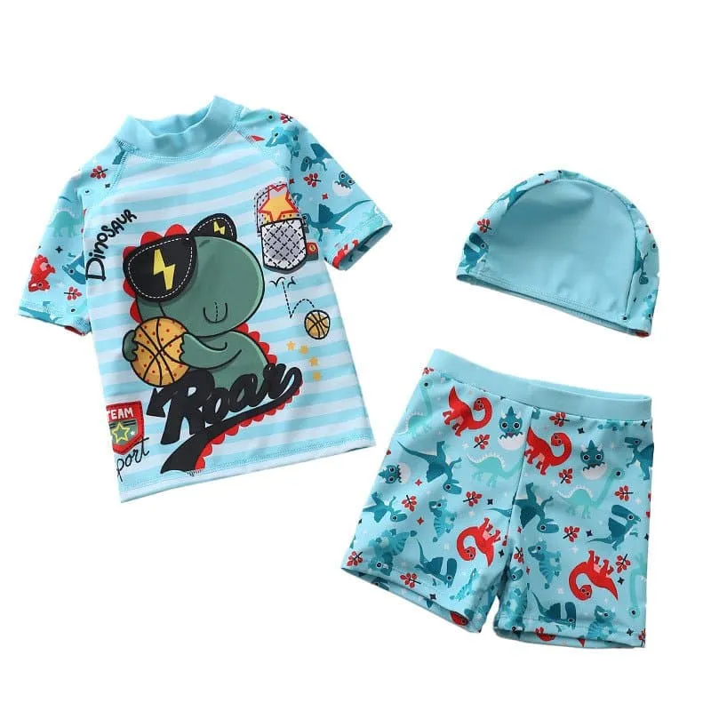 B-Ball Dino Boys T-shirt And Short Swim Set