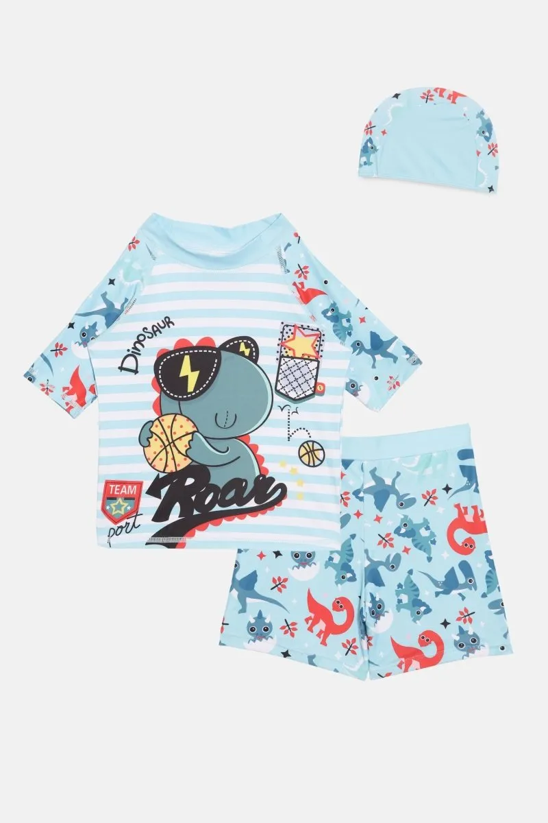 B-Ball Dino Boys T-shirt And Short Swim Set