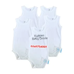 Baby Body Suit (Tedmimak) Sleeveless All White 5pcs