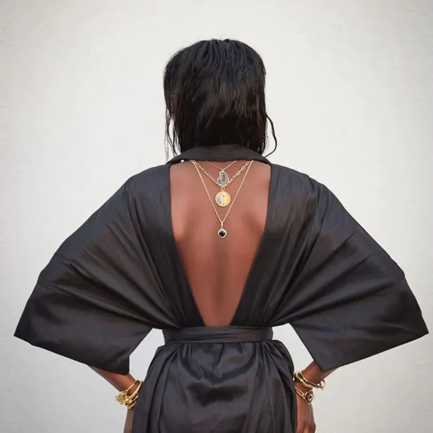 Backless 3/4 Sleeve Kimono