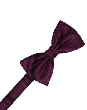 Berry Striped Satin Bow Tie