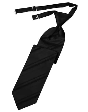 Black Striped Satin Kids Necktie