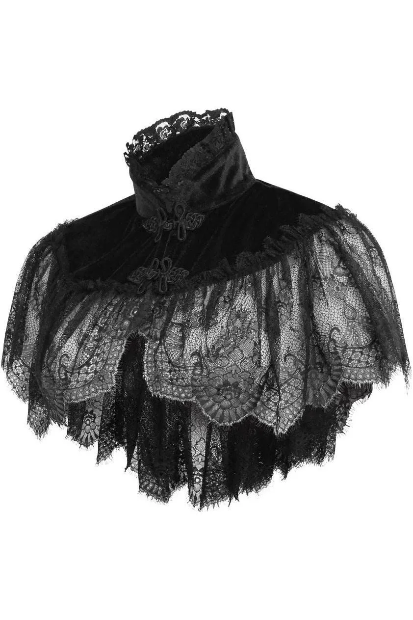 Black Velvet & Lace Capelet