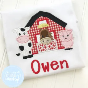 Boy Shirt - Barn with Animals