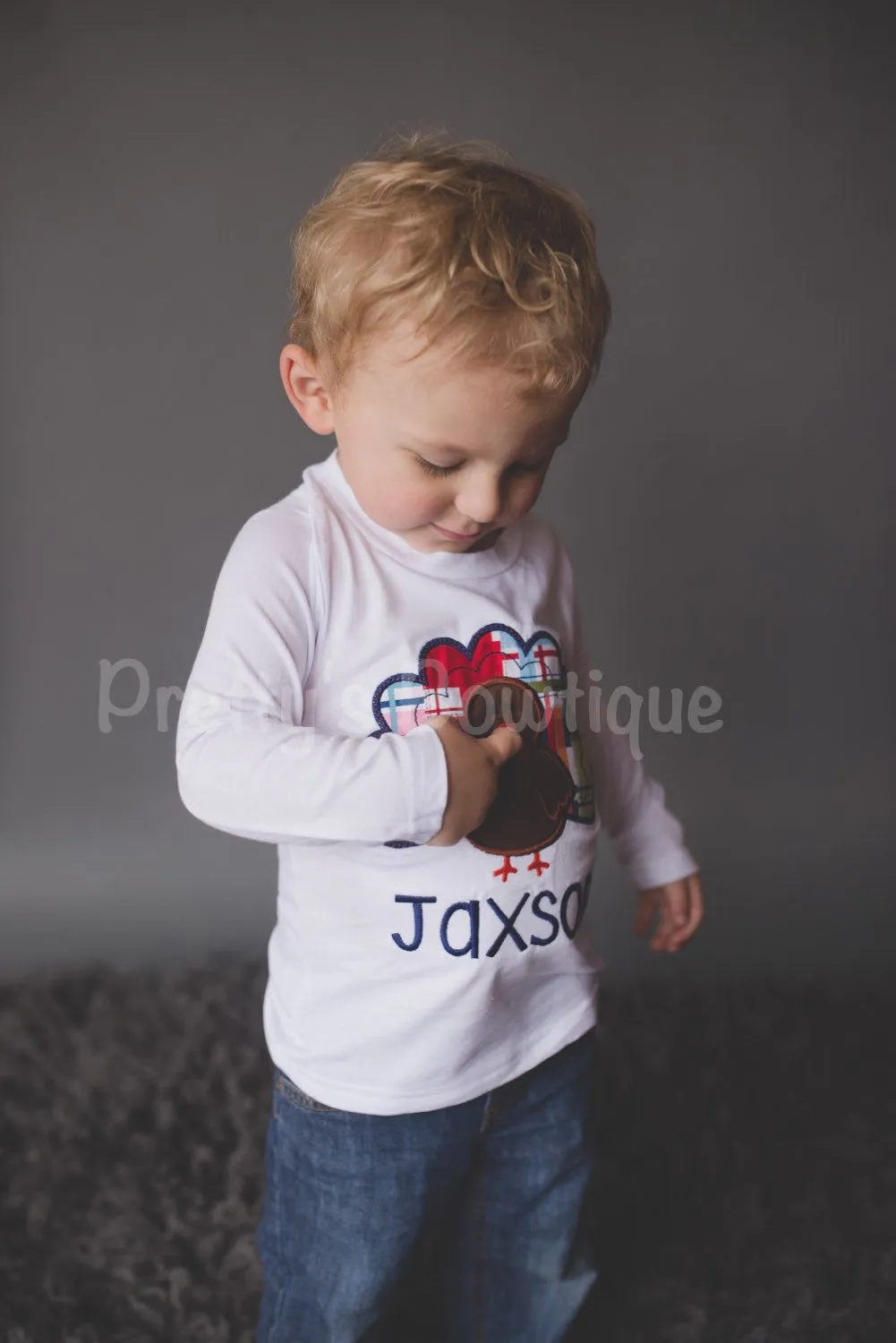 Boys Thanksgiving Turkey bodysuit or Shirt - Turkey shirt for babies, toddler, and children.