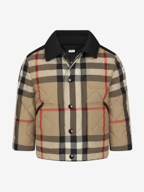 Burberry Kids Renfred Check Quilted Jacket in Beige