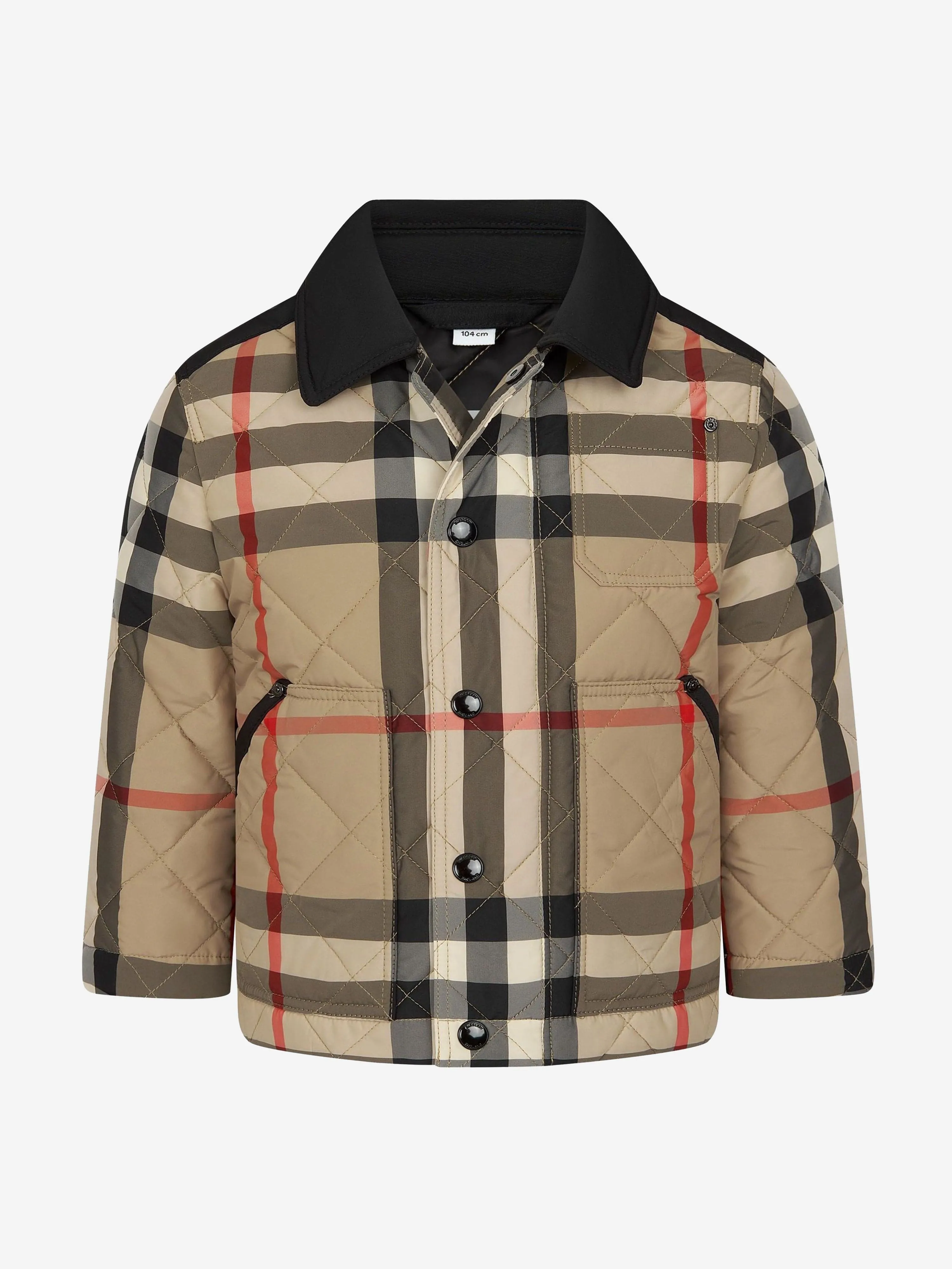 Burberry Kids Renfred Check Quilted Jacket in Beige