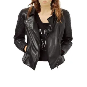 Buy Best Stylish Fashion Women’s Black Biker Style Leather Jacket