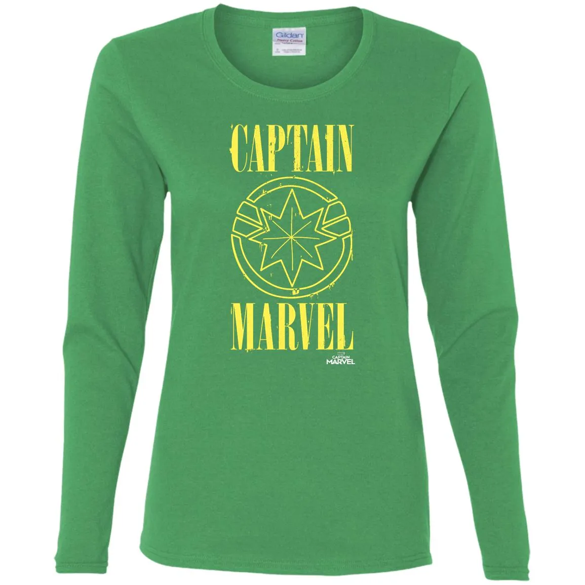 Captain Marvel Yellow Paint Drip Logo Women Long Sleeve Shirt