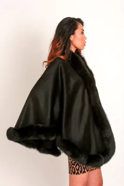 Cashmere & Genuine Fox Fur Cape  (Italian Design)