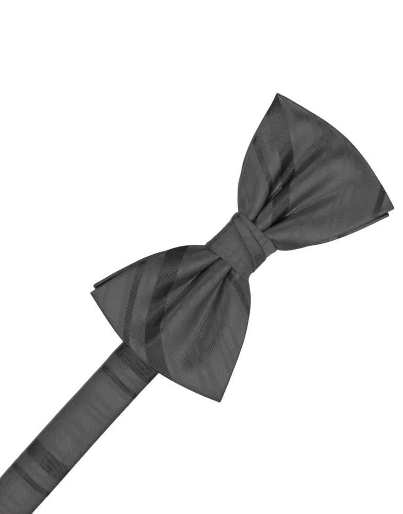 Charcoal Striped Satin Kids Bow Tie