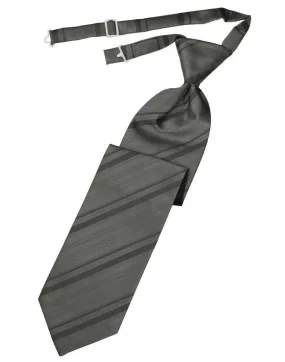 Charcoal Striped Satin Kids Necktie