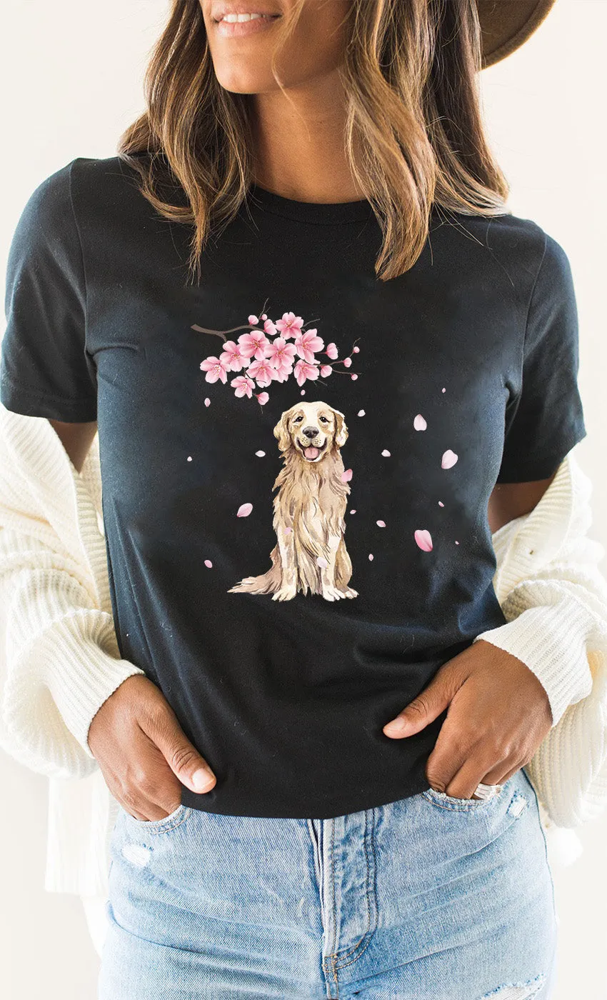 Cherry blossoms Golden Retriever , Dog mom Shirt