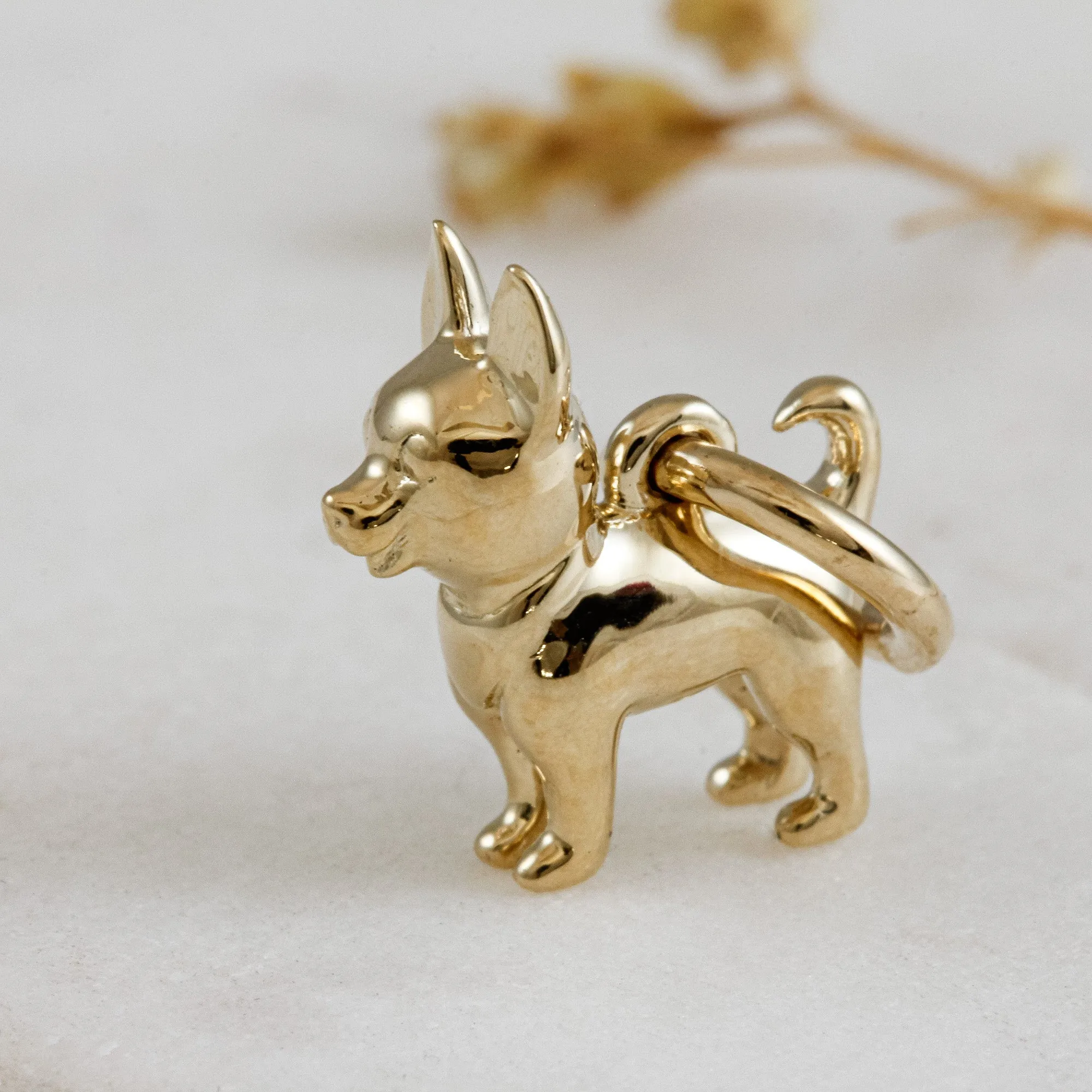 Chihuahua Solid Gold Dog Charm