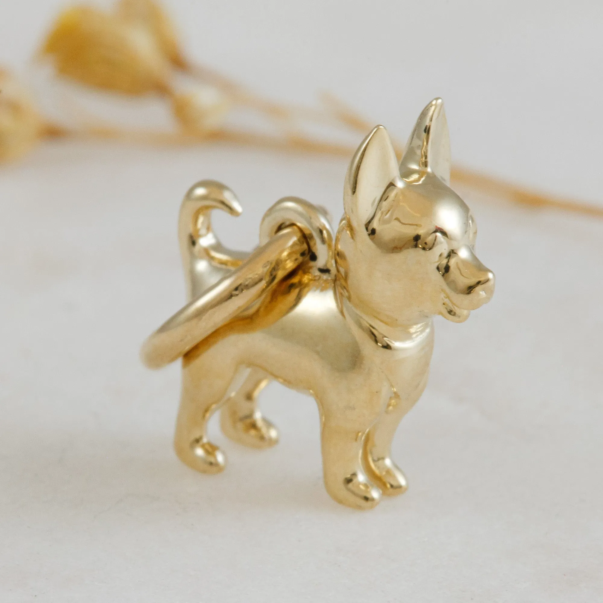 Chihuahua Solid Gold Dog Charm