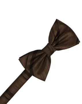 Chocolate Striped Satin Kids Bow Tie