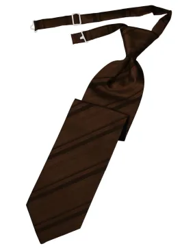 Chocolate Striped Satin Kids Necktie