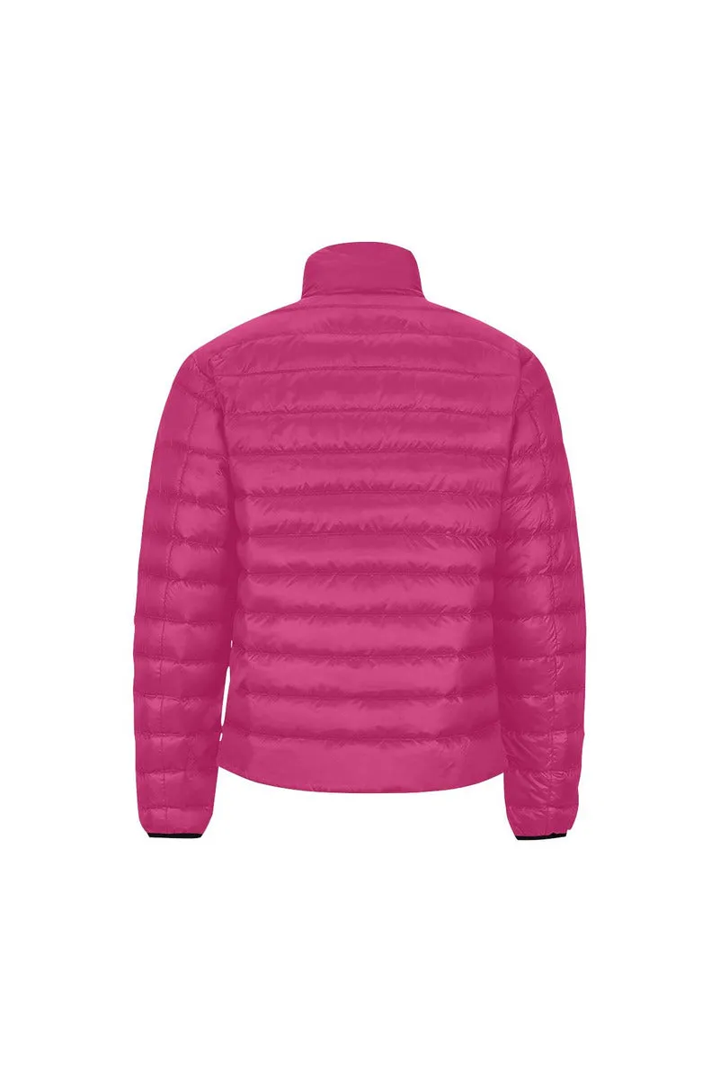 Coral Pink Men's Stand Collar Padded Jacket (Model H41)