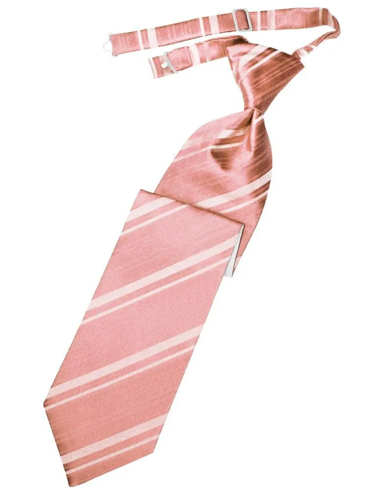 Coral Striped Satin Kids Necktie