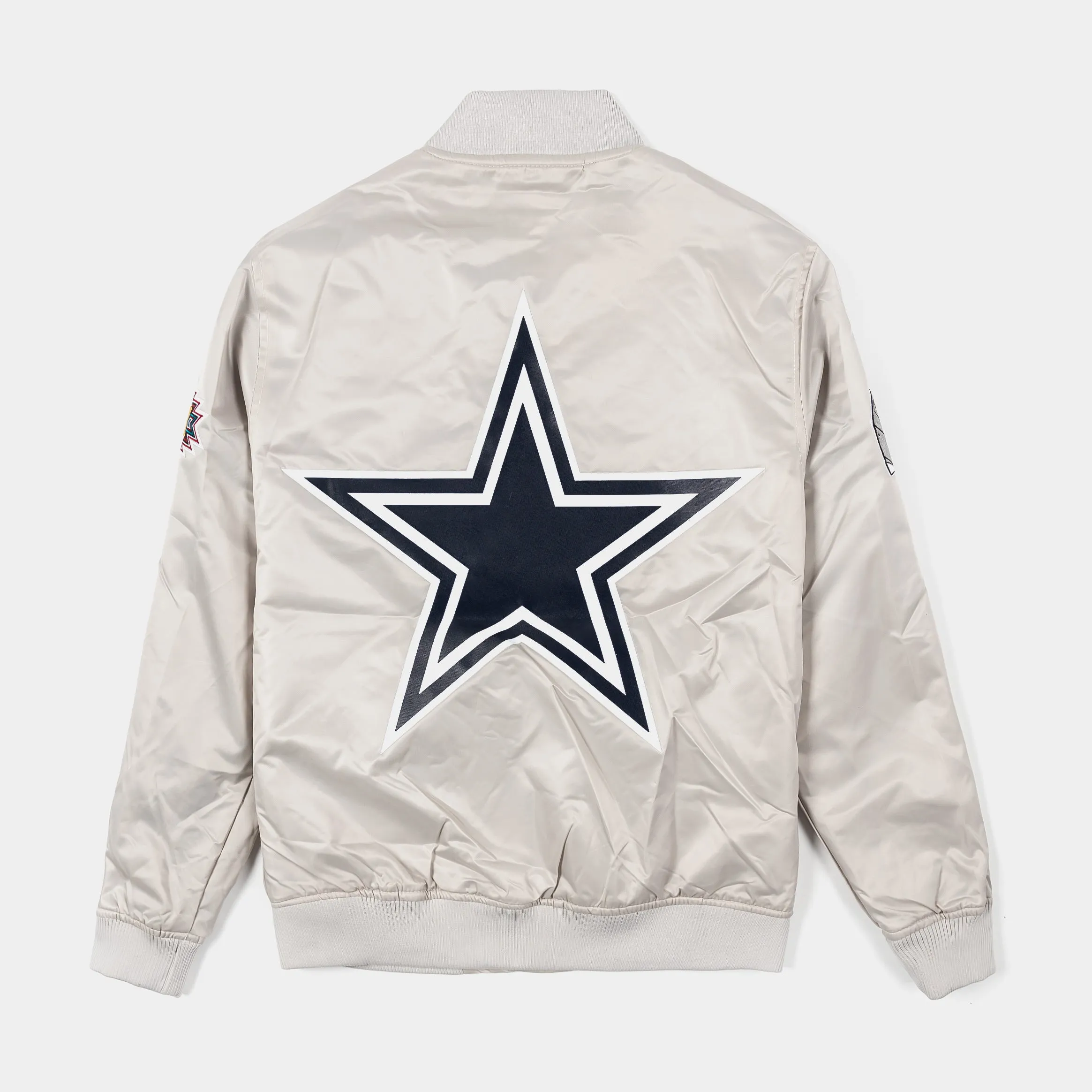 Dallas Cowboys Big Logo Satin Mens Jacket (Silver)