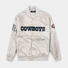 Dallas Cowboys Big Logo Satin Mens Jacket (Silver)